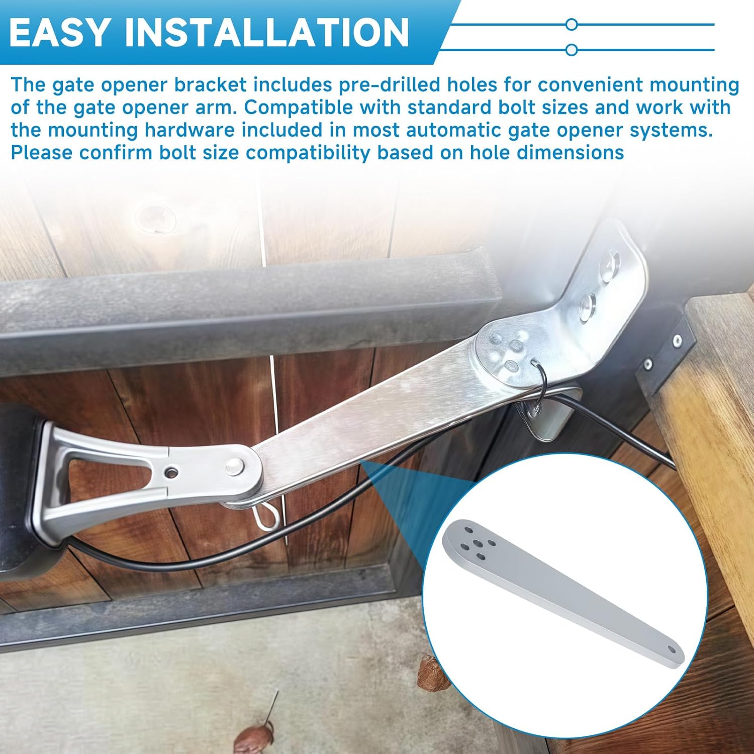FM148 Push to Open Gate Bracket Compatible with Mighty Mule Automatic Gate Openers Pivot Bracket Accessories, Heavy-Duty Solid Steel Electric Gate Opener Mounting Replacement Parts