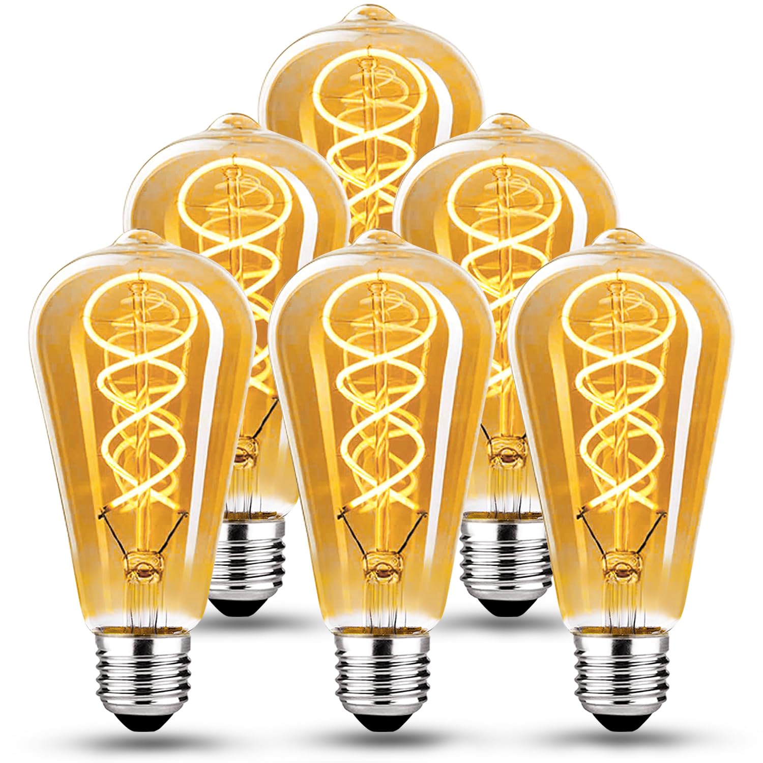 Lampadina Edison vintage E27, E27 LED vintage dimmerabile 4W Lampada LED retrò 2700K Lampadina Edison E27 vintage ideale per un'illuminazione nostalgica e retrò nel bar di casa - 6 pezzi（ST64 HPS）