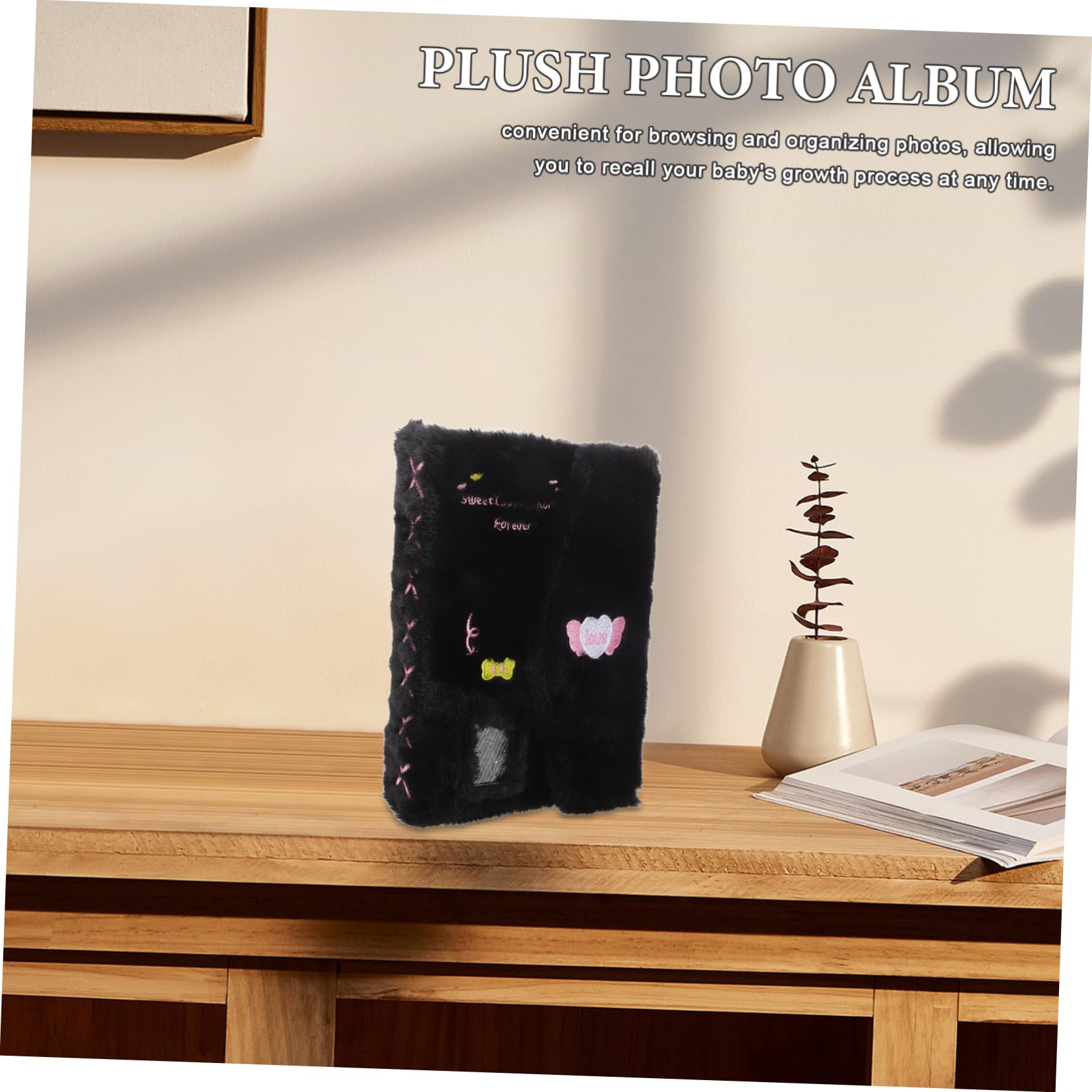 Album Raccoglitore di Fotocard Mini Nero in Peluche e Plastico