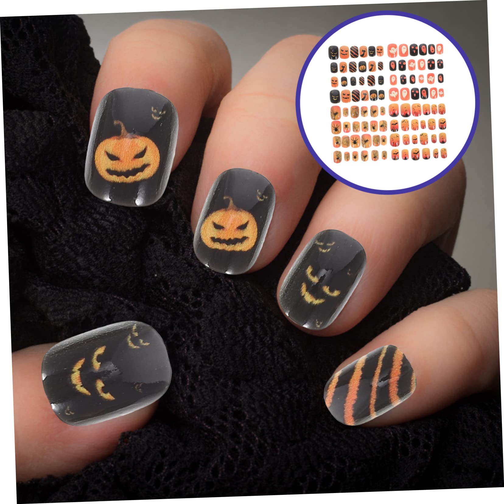 FRCOLOR 288 Piezas Pieza De Uñas Bolsas De Fiesta De Halloween Uñas Acrílicas Falsas Presione En Las Puntas De Las Uñas Decoración De Uñas Falsas Uña Falsa Clavo Niño Acrílico Artificial