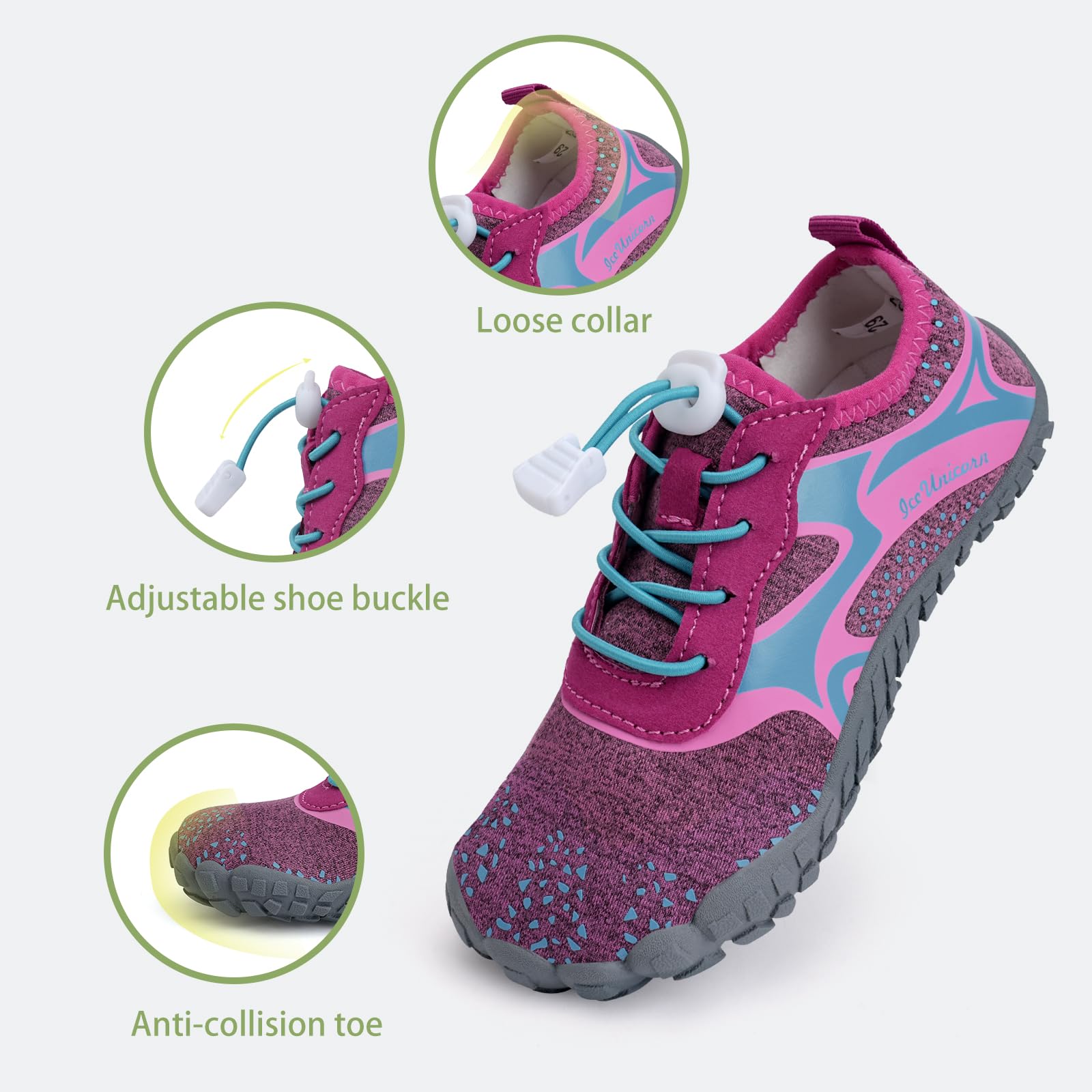 IceUnicorn Badeschuhe Junge Barfußschuhe Kinder Strandschuhe Mädchen Atmungsaktiv Wanderschuhe Traillaufschuhe(Rose,29EU)