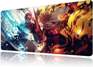 Large Gaming Mouse Pad Anime Demon Slayer Rengoku Kyoujurou vs Akaza Custom Desk Pad,Mousepad with Non-Slip Rubber Base,Stitched Edges Mouse Mat,Desk Keyboard Mat for Gamer,Computer,Laptop 31.5X15.7