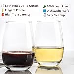 Stemless Wine Glasses Set of 12, 14-Ounce Party Wine Cups for Multipurpose, Clear