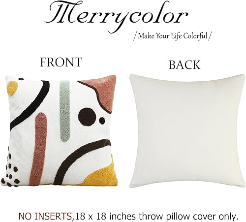 Miniatura 4 de Merrycolor Fundas de almohada coloridas bohemias de 18 x 18 pulgadas, copetudas, modernas, arte de líneas abstractas, lindas almohadas para
