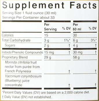 TAHITIAN NONI Juice by Morinda, Original and Authentic, Noni Fruit Puree from Tahiti with Natural Blueberry & Grape (Resveratrol), All-Natural Daily Wellness Drink - 4 One Liter Juice Bottles Per Case