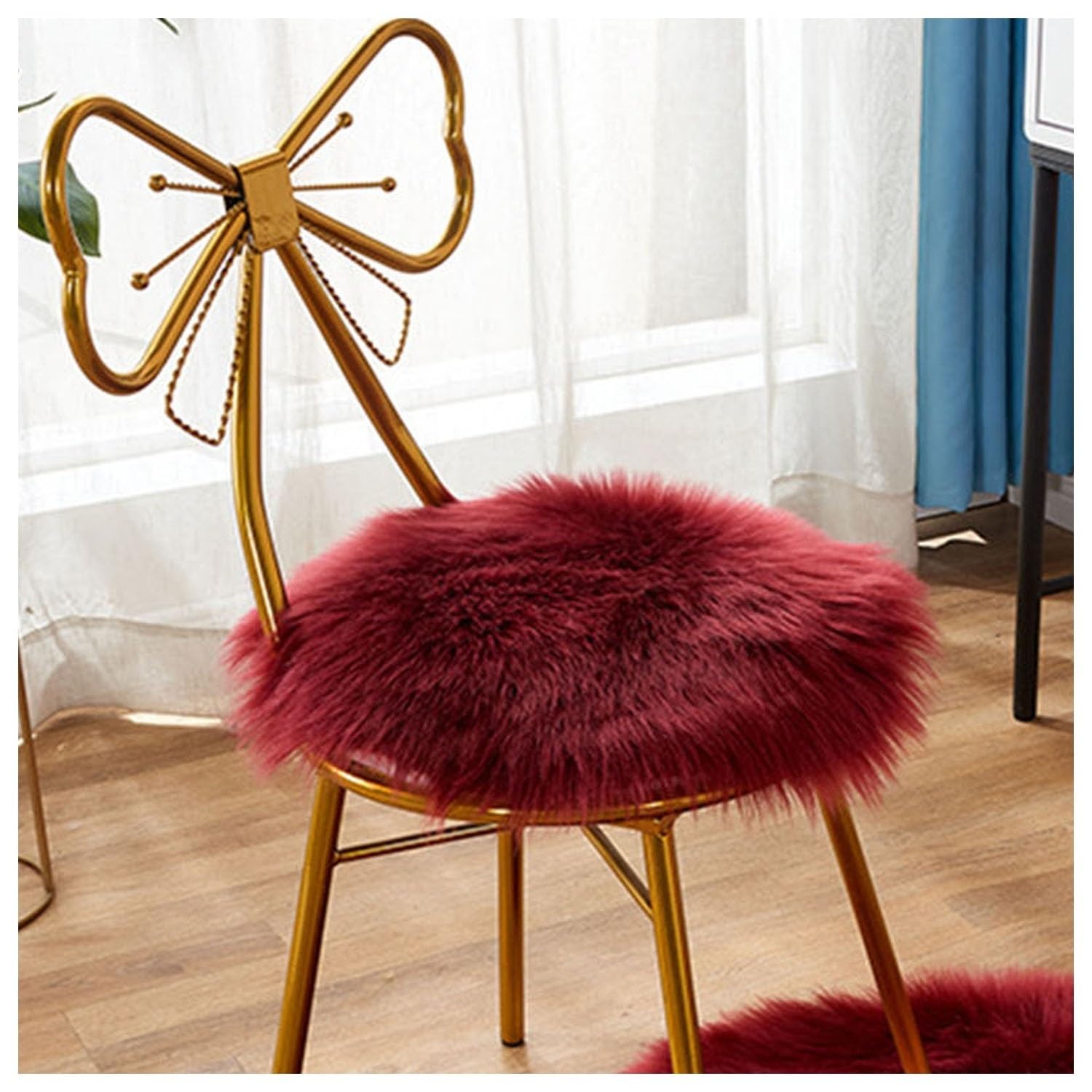 Imitation Sheepskin Chair Pads Round Office Chair Cushion Chair Covers Dining Room Desk Chair Seat Cushion For Computer Chair fur Area Rugs for Living Room(9,100cm/39.3in)