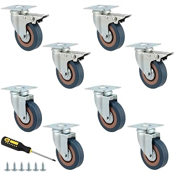 MOUYAT 8 Pack 3 Inch Caster Wheels Set، 880lb Capacity 4 with Lock Brake Heavy Duty Swivel Plate Casters، 360 Degree Caster Wheels for Furniture، Workbench، Movers Dollies
