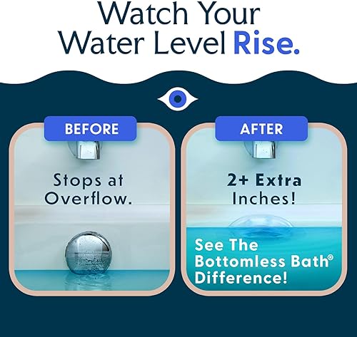 Vista 4 de SlipX Solutions Bottomless Bath - Cubierta de drenaje de desbordamiento para tina, añade pulgadas de agua a la tina para un baño más cálido