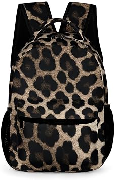 Travel Backpack for Women Men Carry On Backpack Black Leopard Print Laptop Bag Lightweight Casual Daypack
