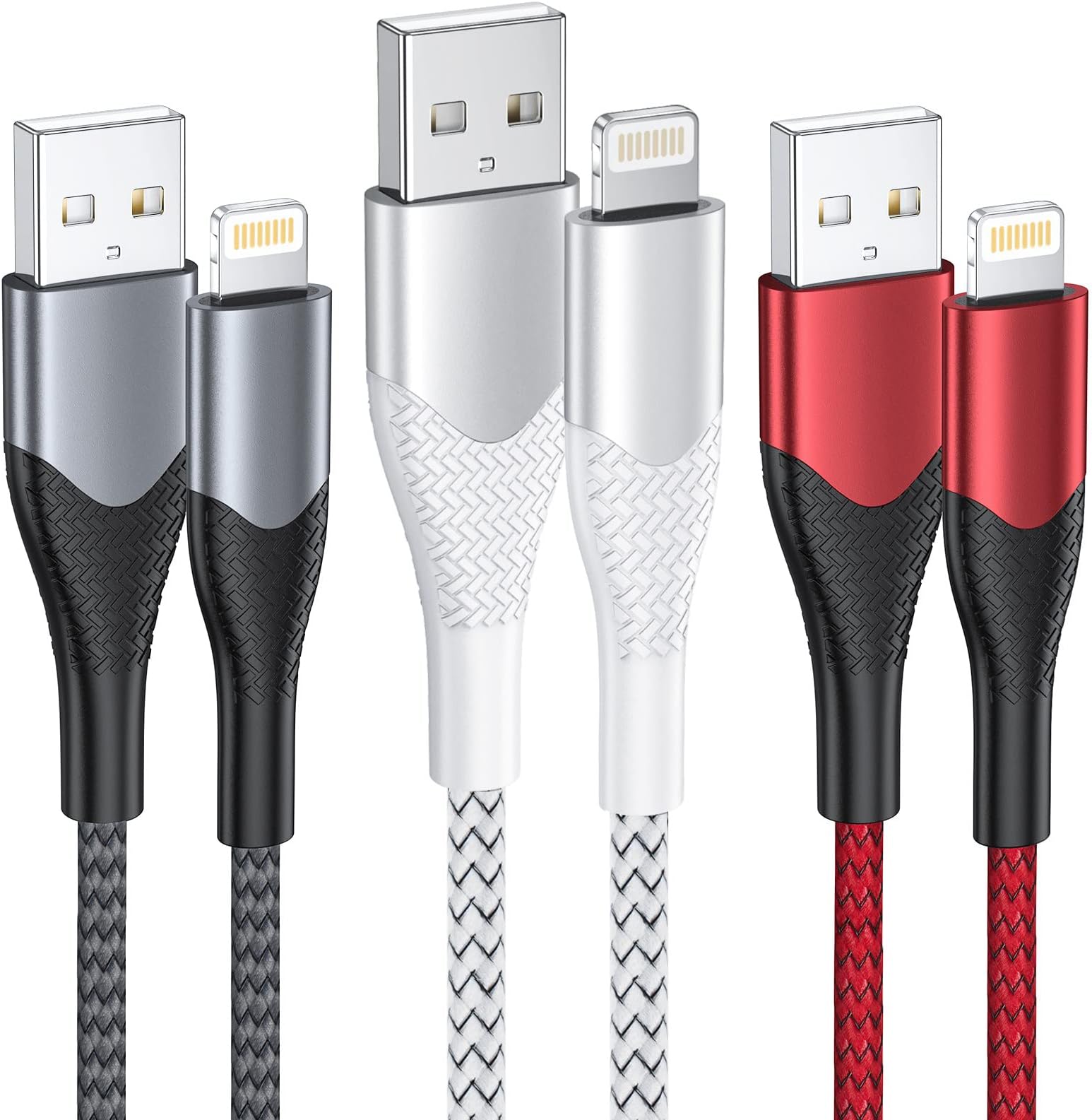 iPhone Charger Cable, 3Pack 1M Fast Charging Cables MFi Certified Lightning Cable Braided USB iPhone Charger Cord for iPhone 14 13 12 11 Pro Max 12 mini XR XS 8 7 Plus 6s 6 SE,iPad