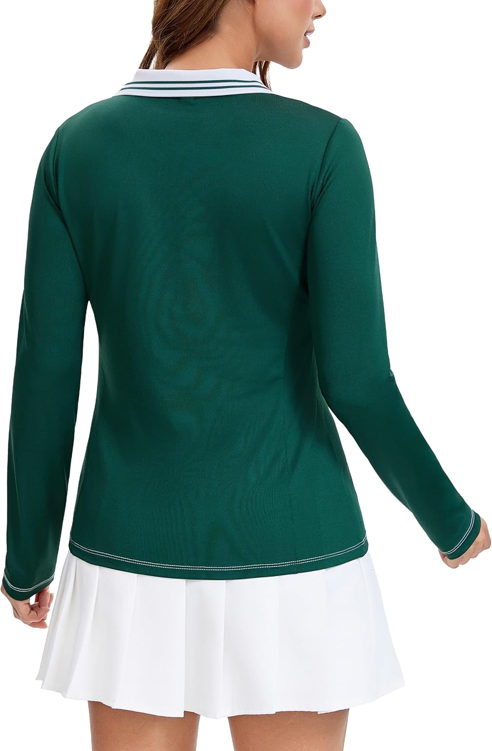 MathCat Womens Golf Shirts, Long Sleeve Polo Shirts Collared V Neck Tennis Shirts Breathable Athletic Tops - Image 4