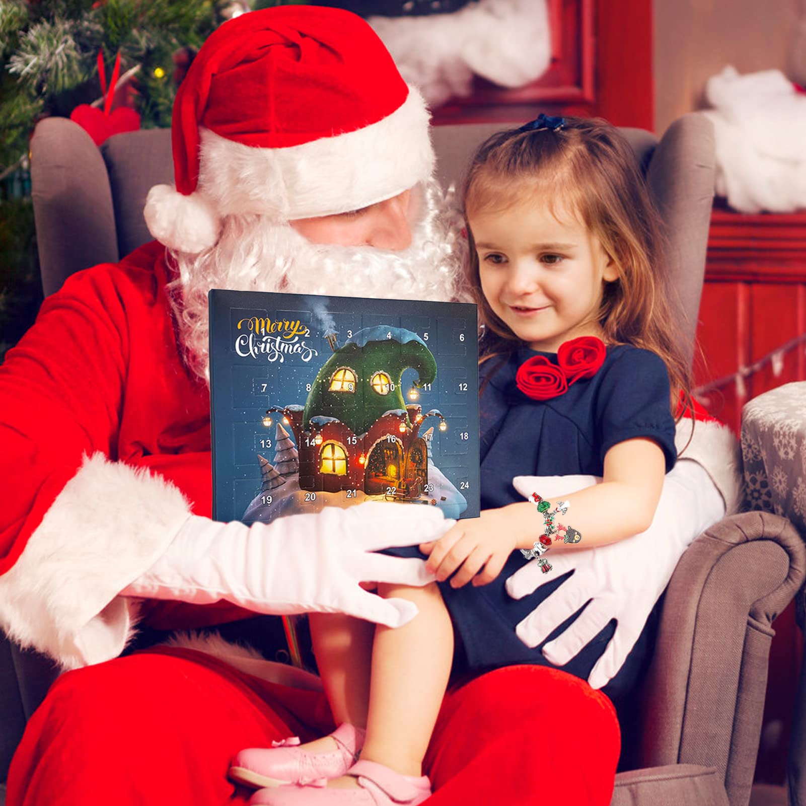 Braccialetto E Orecchini Di Natale – Set Regalo Donna Con Ciondoli Festivi, Perline Colorate E Campanelle, Gioiello Natalizio Per Feste, Compleanni, San Valentino