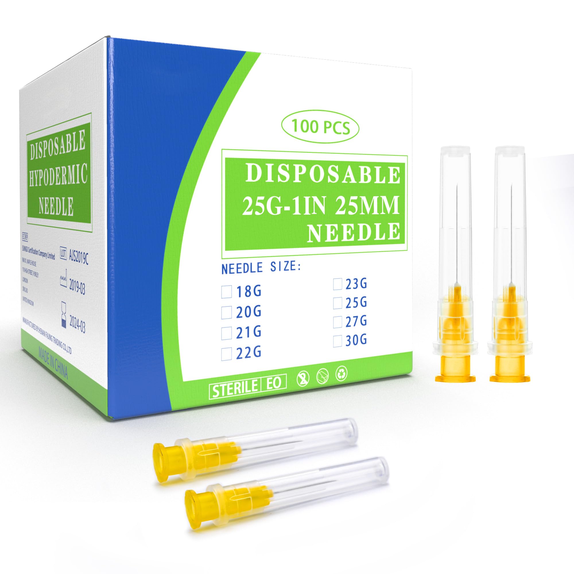 Disposable Needles - 100 Pack Luer Lock -27