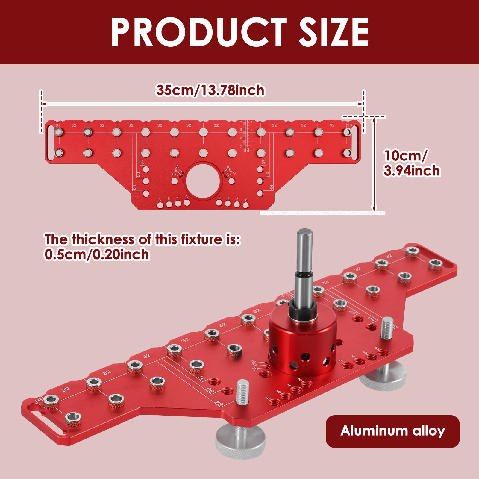 Jig Pin Jig e Cerniera Jig, 2 in 1 Cabinet Hardware Jig Tool con bloccaggio autonomo e punte da trapano da 1/4" 5 mm, guida di foratura per cerniera nascosta per porte e lavorazione del legno