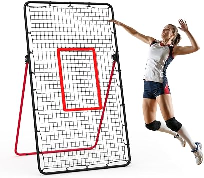 Adjustable Volleyball Rebounder Net, 7x4ft Large Bounce Back Training Net Multi-Angle, Foldable & Sturdy, Easy Assembly, for Bumping, Spiking & Setting, Indoor & Outdoor Practice Equipment