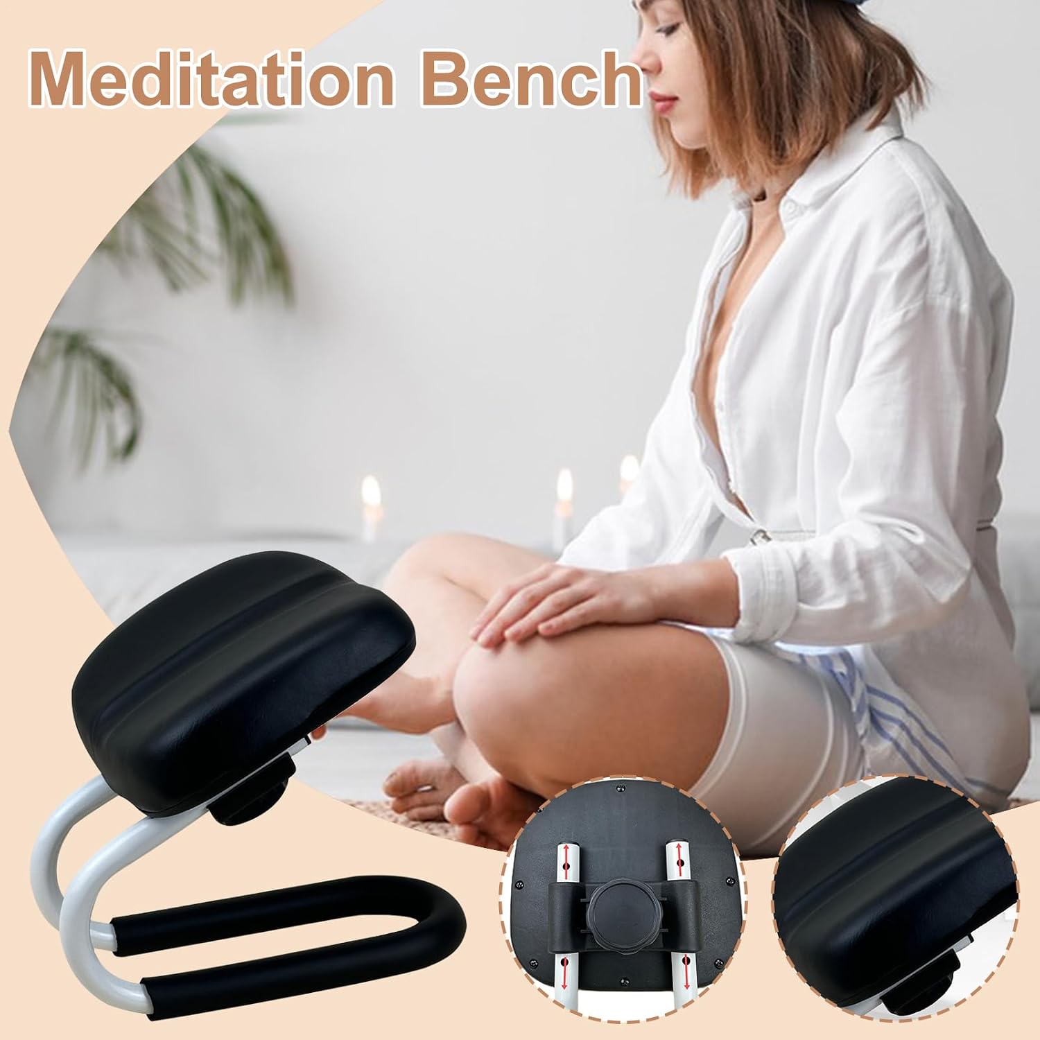 Prayer Bench Kneeling Home – Yoga Stool Kneelers Praying, Sponge Cushion Seat, Non Slip Leg Sleeve Hip | Kneeling at Home Yoga Stool Kneelers for Praying with Sponge Cushion - Bench Seat, Non-Slip