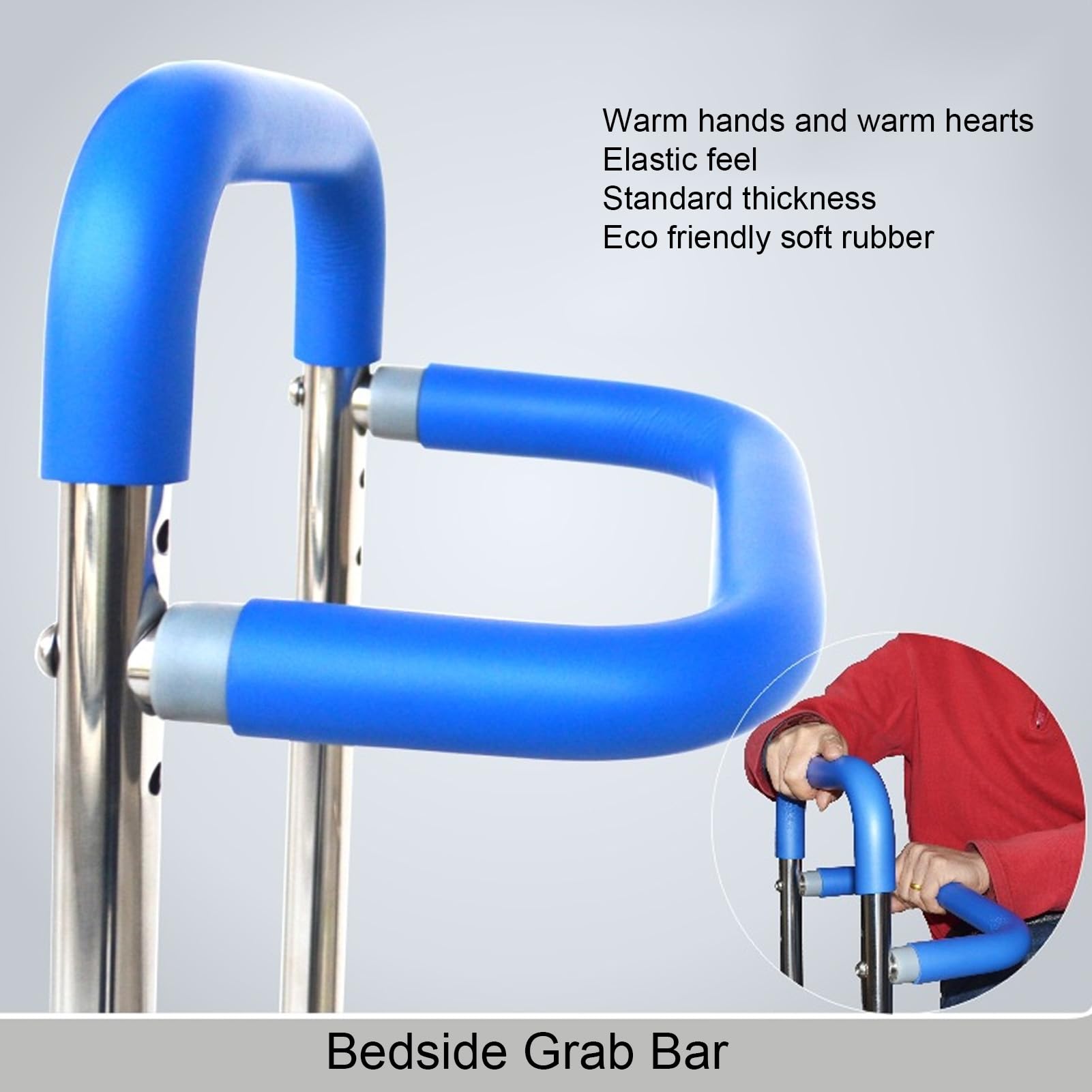 Zunate Barandilla para Cama, Acero Inoxidable 304, Barandillas de Goma para Cama, Seguridad para Adultos Mayores, Barandilla Auxiliar para Cama de Altura Ajustable, Barandillas