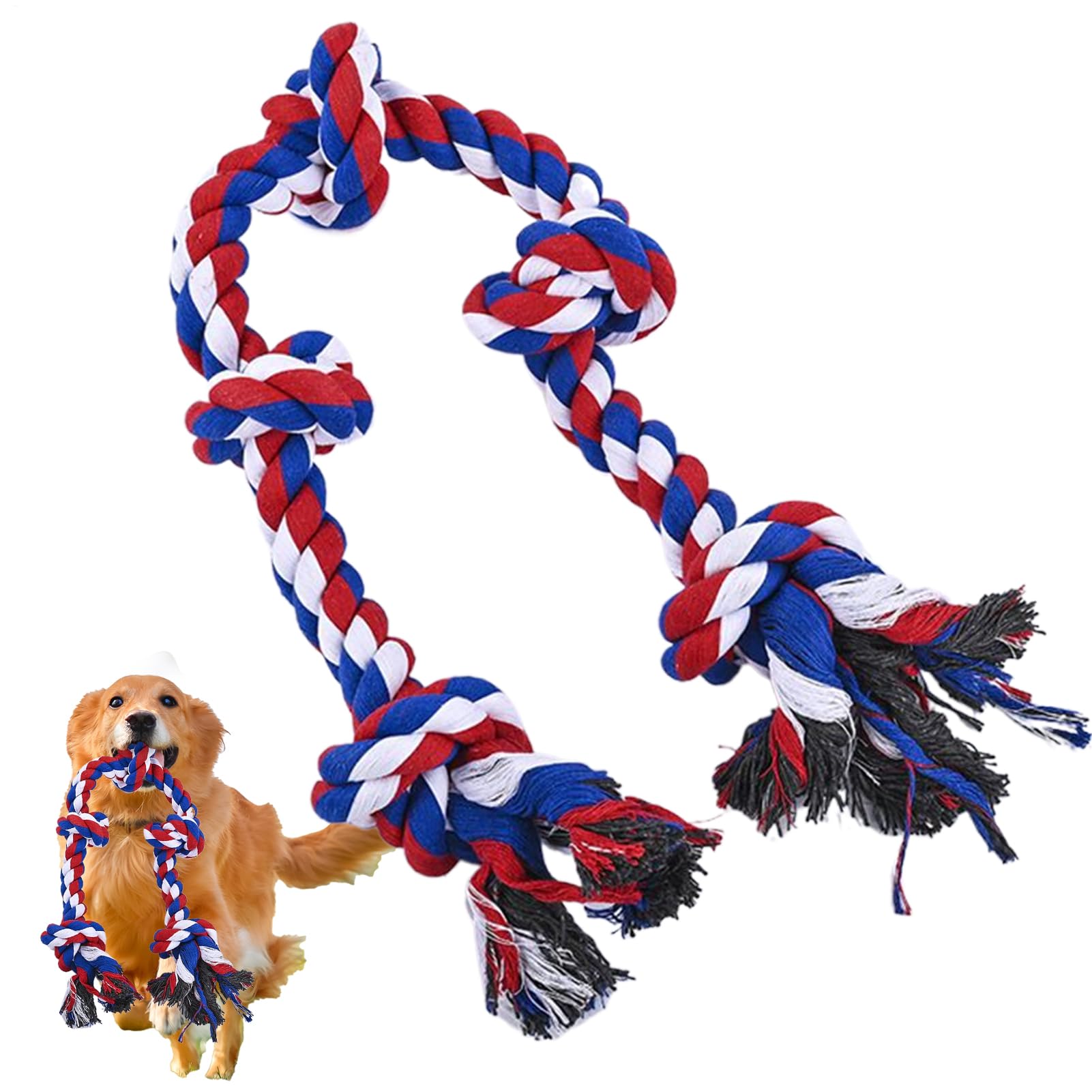Jouet corde pour chien de grande race et chiot en plein exercice