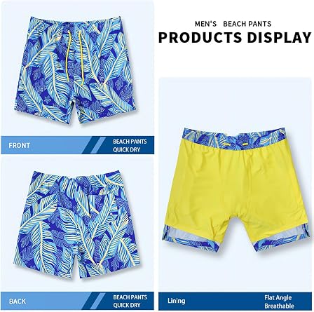 Men's Swim Trunks 2 in 1 Compression Liner Quick Dry 5 Inch Board Shorts