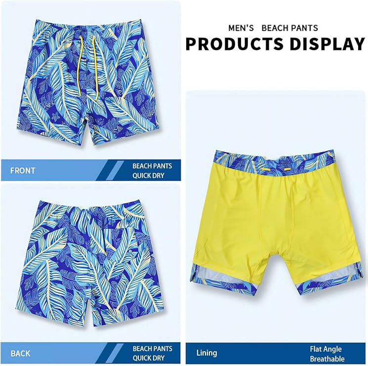 Men's Swim Trunks 2 in 1 Compression Liner Quick Dry 5 Inch Board Shorts