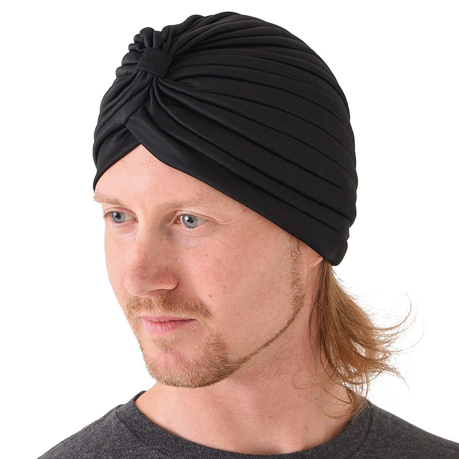 BISMAADHUnisex Turban Hat, Vintage Polyester Pleated Head Wrap Headband Cross Twist Hair Wrap Chemo Turban Headwear