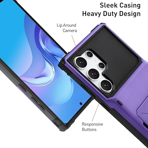 Miniatura 10 de Funda tipo cartera para Samsung Galaxy S22 Ultra con ranura para tarjeta de crédito de 4 tarjetas, a prueba de golpes, funda híbrida de protección