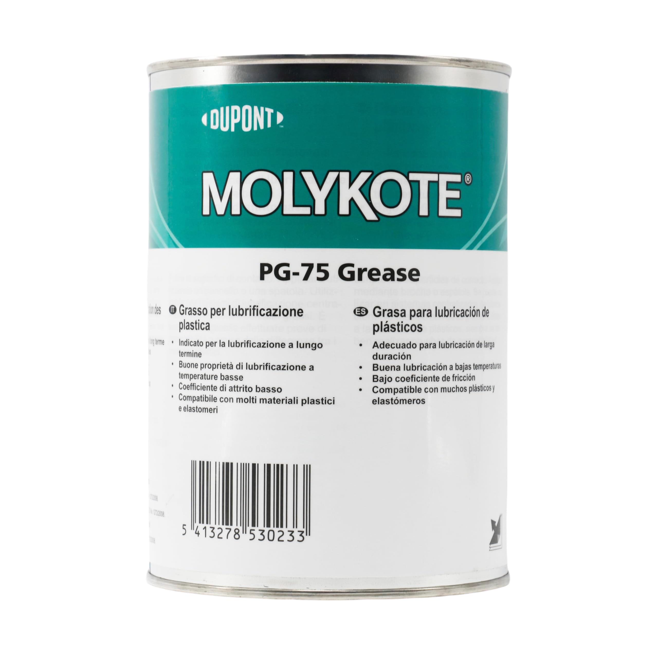 Molykote PG-75 Plastislip Grease 1kg Dow Corning Lubrificante Plastica Metallo Giunti Veicolo Cavo Ingranaggio Cuscinetti Carico Leggero Bassa Temperatura Movimento Lento Medio