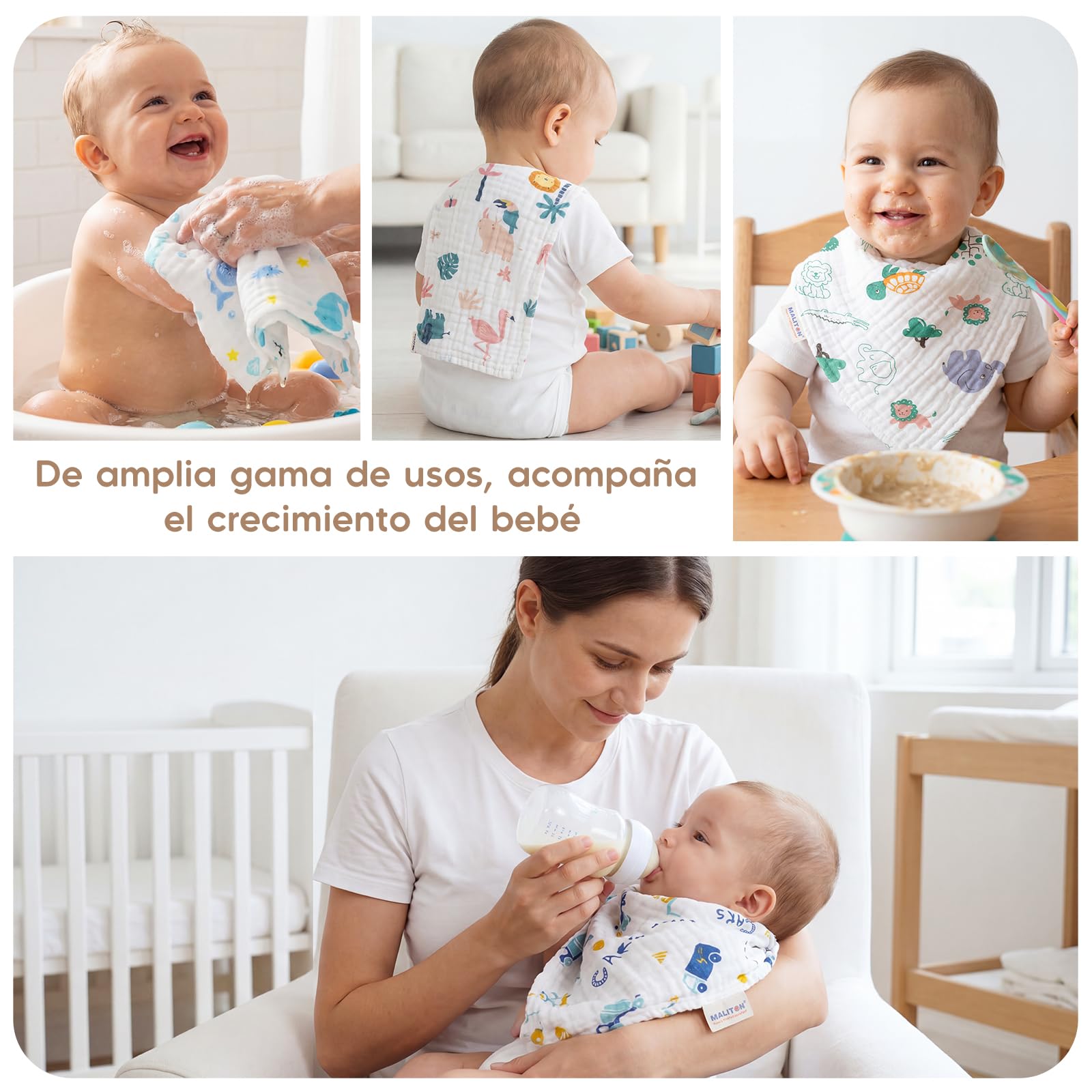 Maliton Muselinas Bebe Algodon,6 Piezas 50 * 25cm Muselinas Bebe,6 Capas De AbsorcióN De Agua Y Suavidad Gasas para Bebes,Piel Sensible para ReciéN Nacidos, Set De Regalo