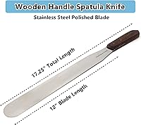 Vista 17 de Wooden Handle Butter Cake Icing Spatula Smoothing Pastry Decorating Tool Stainless Steel,Grilling, Baking Cooking Kitchen Utensil (8" Blade)