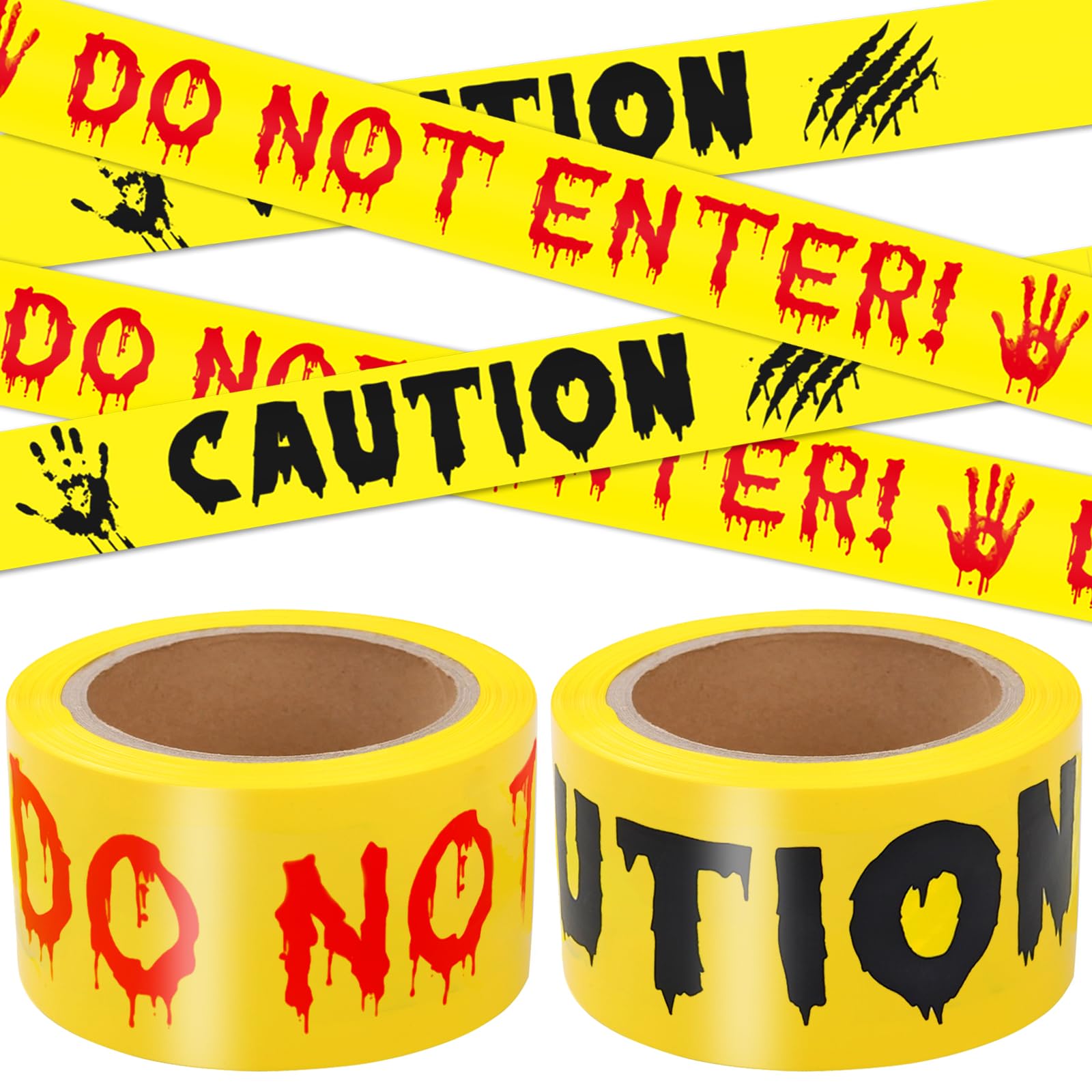2pcs Halloween Decorations Outdoor accessories Caution Tape Do Not Enter amd Caution Yellow Warning Tape 25 M X 4.8 Cm for Parties Zombie Decor Haunted Houses Safety Tapes for Workplace Danger Areas