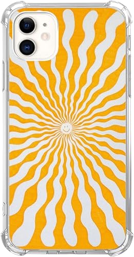 Hippie Trippy Groovy Sun Rays - Funda compatible con iPhone 12 y iPhone 12 Pro, funda estética amarilla para iPhone 12 y iPhone 12 Pro, bonita funda