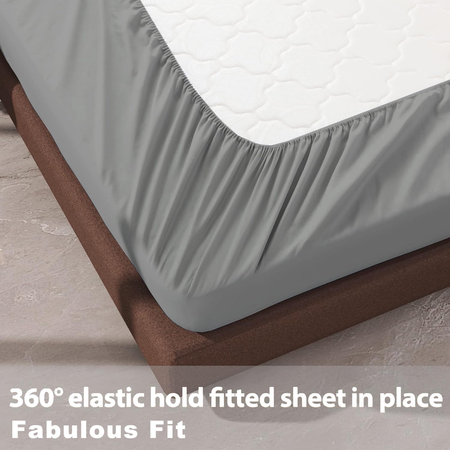 Hotella 4 Pack 100% Microfiber 60"x80" Queen Size Fitted Sheet Only, Hotel Quality Deep Pocket Bottom Sheet, Up to 14 inch Bedding Matress Protector, Snug fit and Non-Fade, Stay in Place, Light Gray