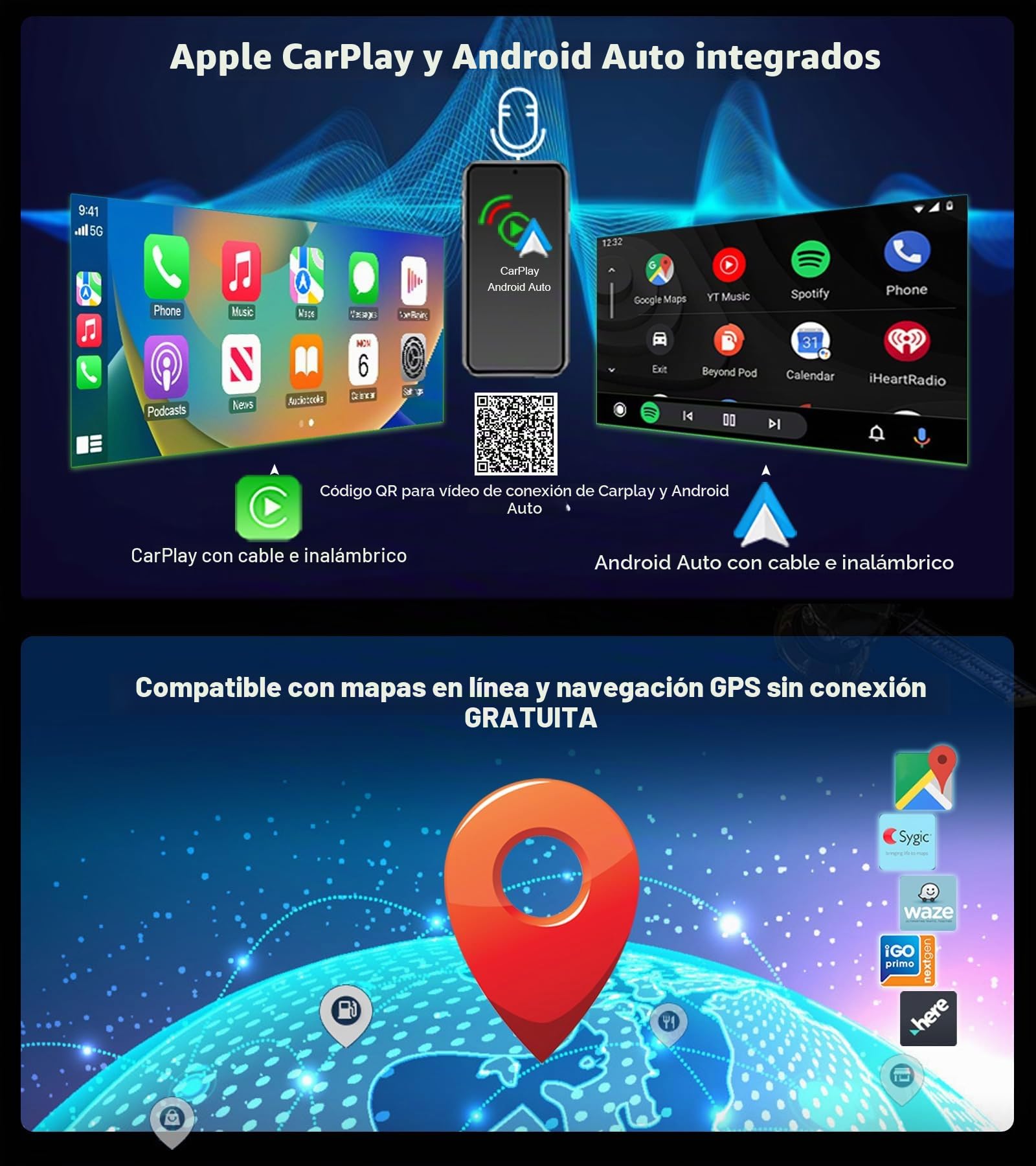 Erisin 8 núcleos 4GB+64GB 10,25 Pulgadas Android 14 Radio Coche Bluetooth GPS Navegador para Audi Q5 2009-2016 Soporte CarPlay Android Auto WiFi Dab+ USB DSP DVR OEM MMI IPS Pantalla táctil Canbus