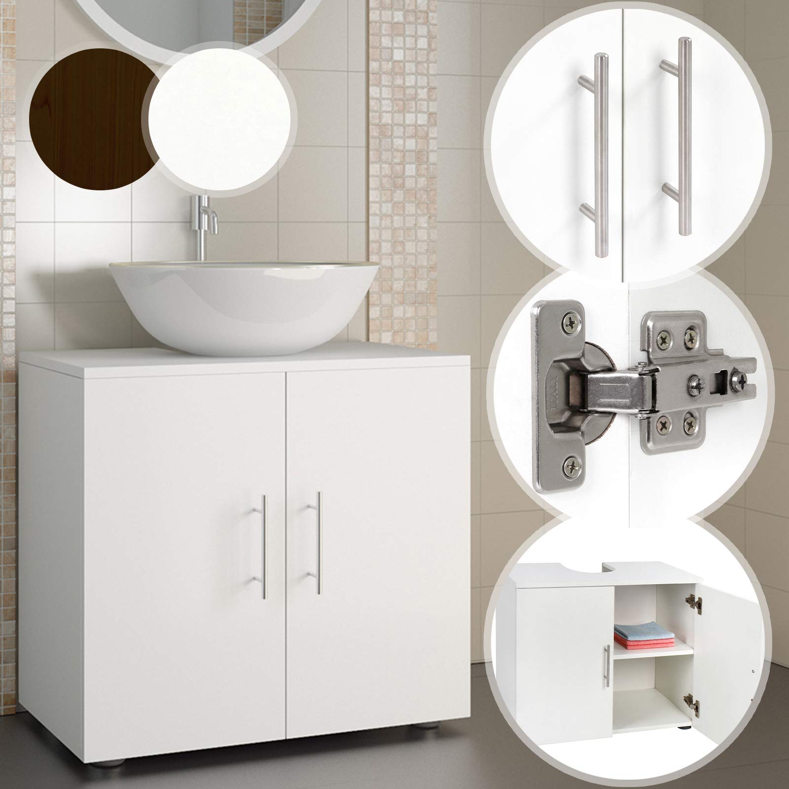 Buy Aquamarin Under Sink Bathroom Double Door with 2 Shelves