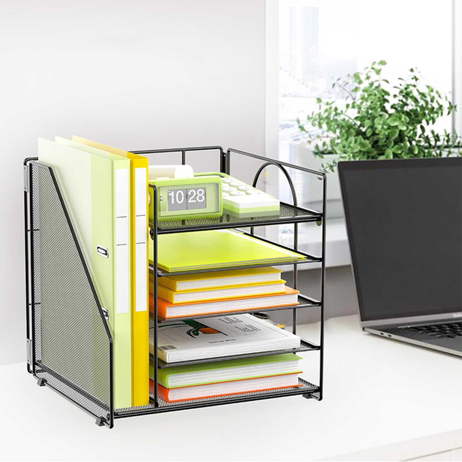 Organizer per documenti in metallo a 5 livelli con scaffale per libri, accessori per la casa e la scuola, salvaspazio, per la gestione dei file da scrivania