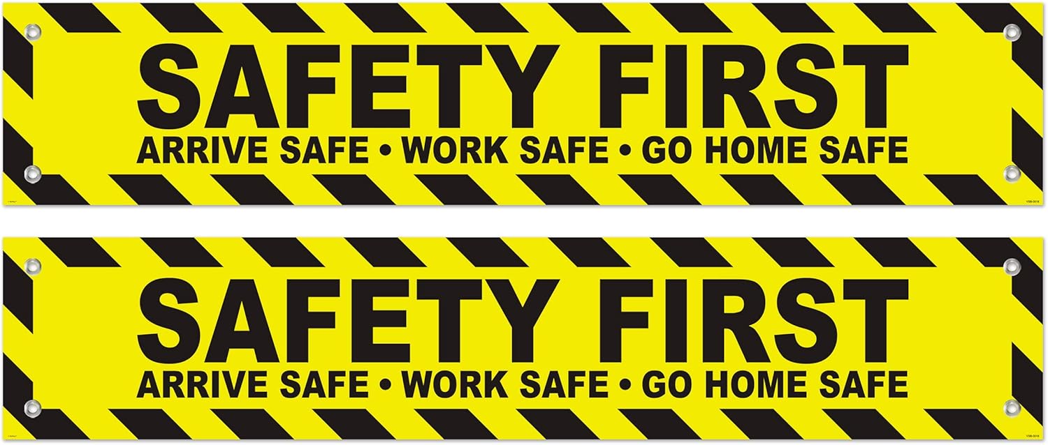 Construction Site Banner Any Business Safety First Banner 10x51 2-Pack Vinyl Banners Small
