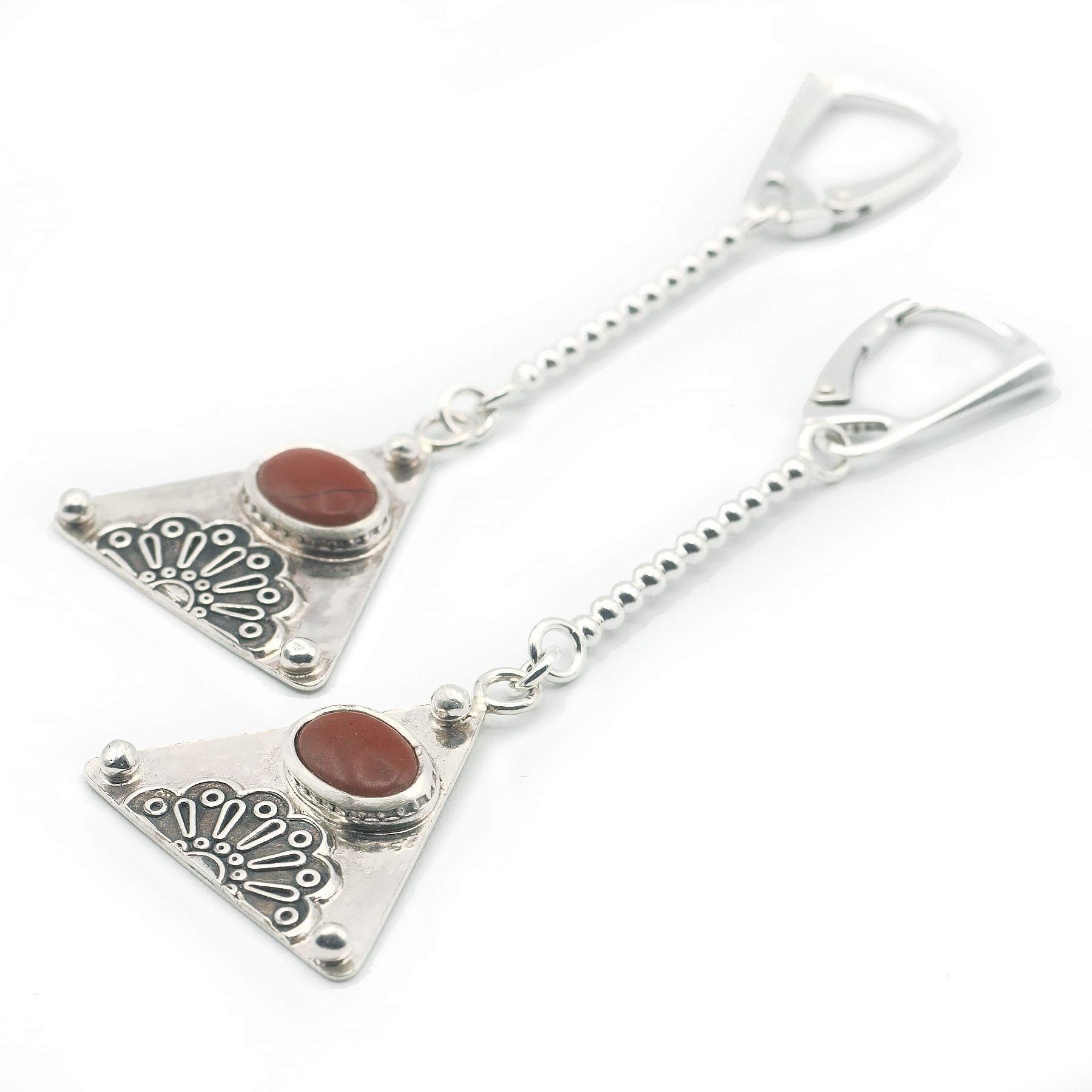 Pendientes Jaspe Rojo y Plata 925