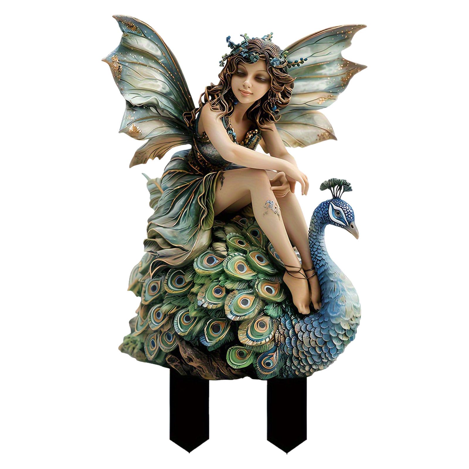 Generisch Gartendeko Ornament Sitzen Magische Fee, Sitzende Elfen Gartenfiguren, Tudor und Turek Statue, Harz Handwerk Landschaftsbau Hof Dekoration Garten Statues Elf Statue Figur Fee Fairy (C)