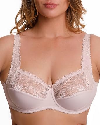 Full Coverage Underwire Bra Comfort Minimizer Non-Padded Wide Straps Support Panels Plus Size 34 36 38 40 42 / B C D E F G