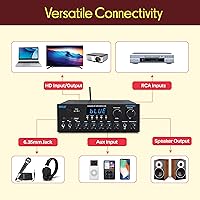 Vista 3 de Pyle Amplificador de Transmisión Inalámbrica Bluetooth, Receptor de Audio para Hogar Multicanal de 200W con Entrada/Salida de Alta Definición