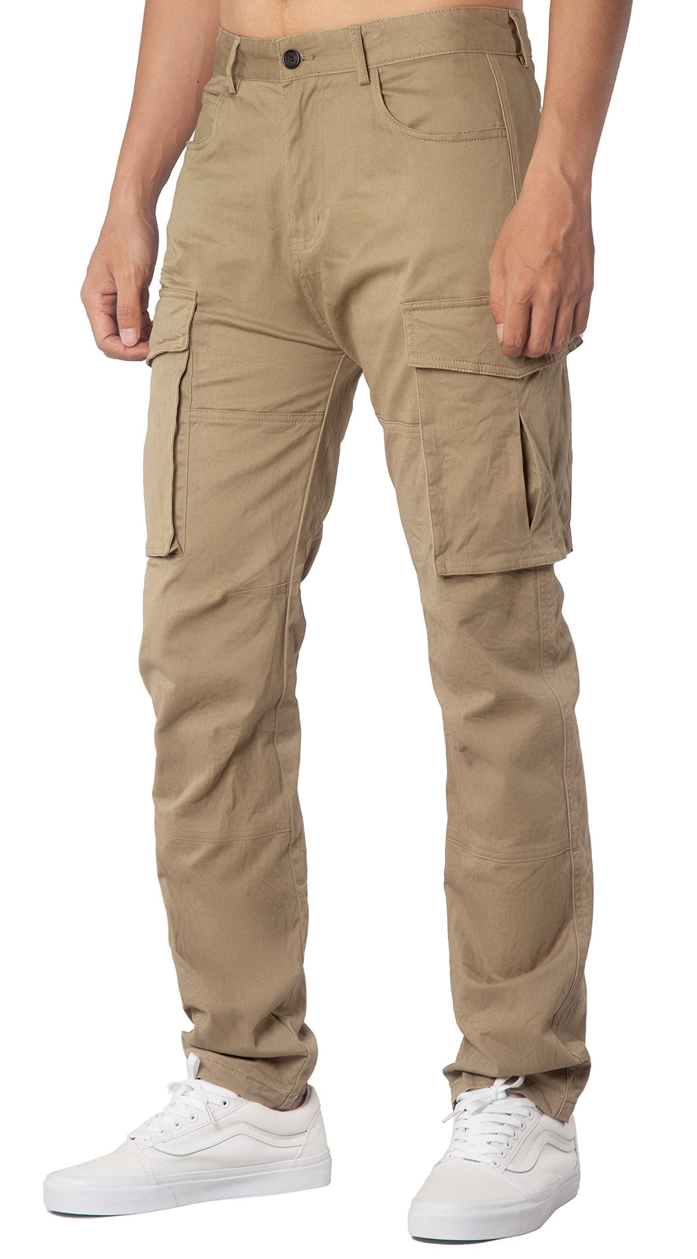 Black Cargo Pants for Men Slim fit Khaki Work Pants with Pockets