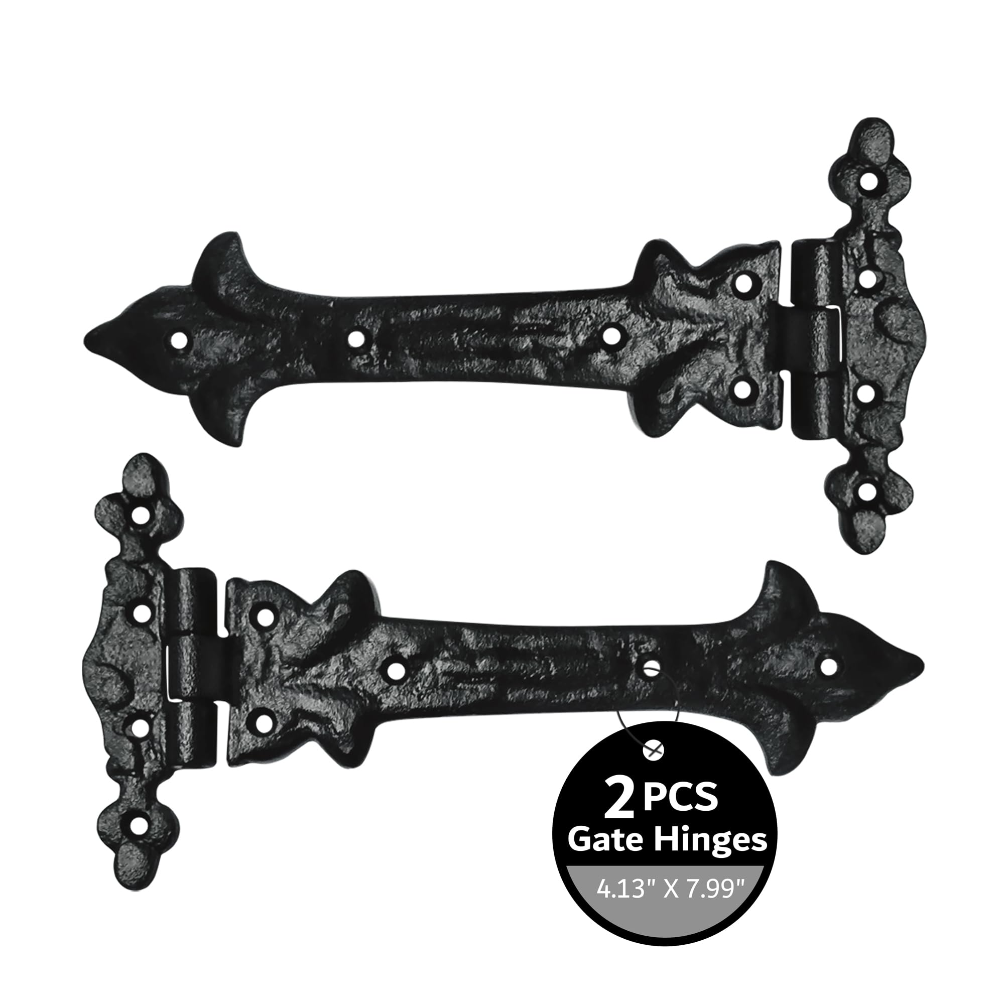 T Hinge Set - 2 Pieces Gate Hinges for Wooden Fences Heavy Duty - Barn Hinges for Doors - Black Hinges – Hinges for Shed Door - Door Hinges Black Matte - Hinges Outdoor - Fence Strap Hinge Set