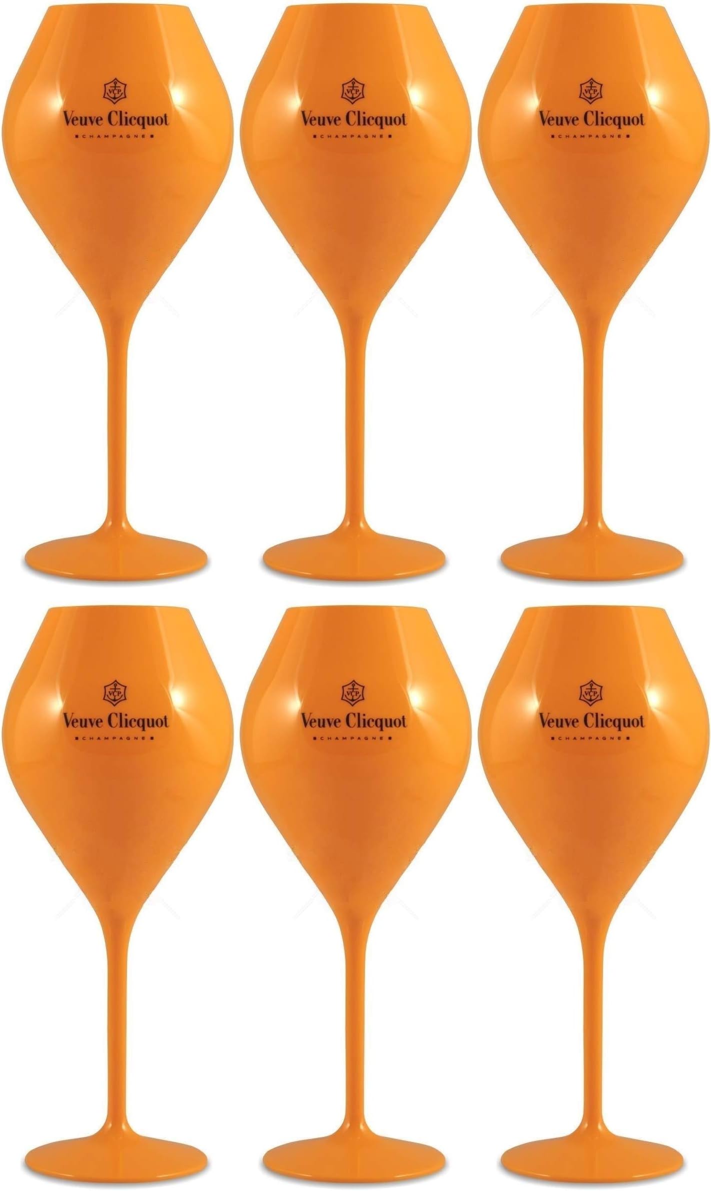 6x Yellow Trendy Champagne Flutes Polycarbonate Acrylic Poolside Glasses Goblets (Small Edition)