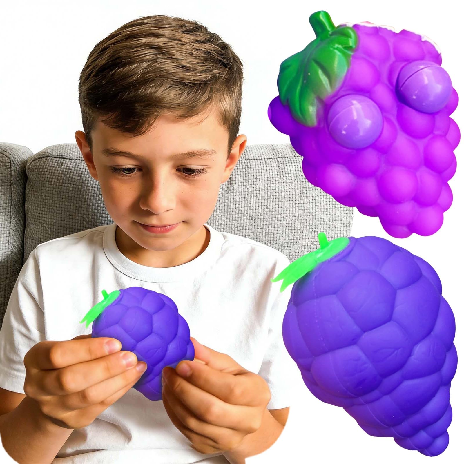 2026 New Giant Grape Squishy - Jumbo Big Fruit Grape Stress Ball, Cute Sensory Fidget Stress Balls Toys for Adults Stress & Anxiety Relief for Autism, Office Desk, Classroom & Party Favors