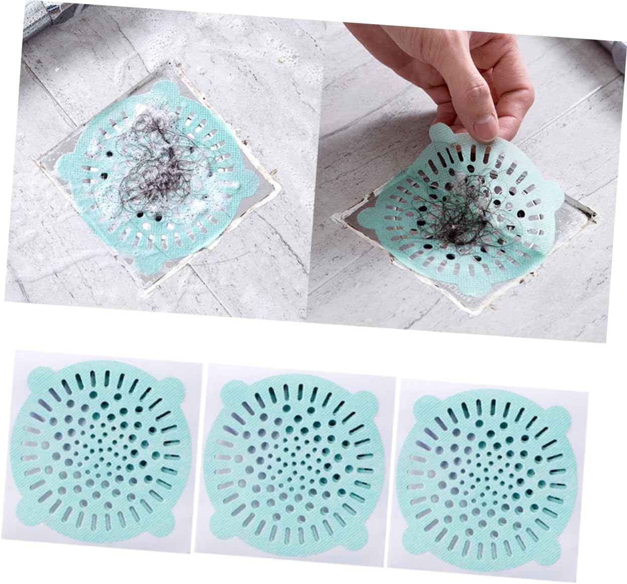 DOITOOL 20Pcs Disposable Filter Screens for Bathroom and Kitchen Anti-Block Hair Filter Stickers Non-Woven Fabric Drain Stopper Green Small Hair Interception