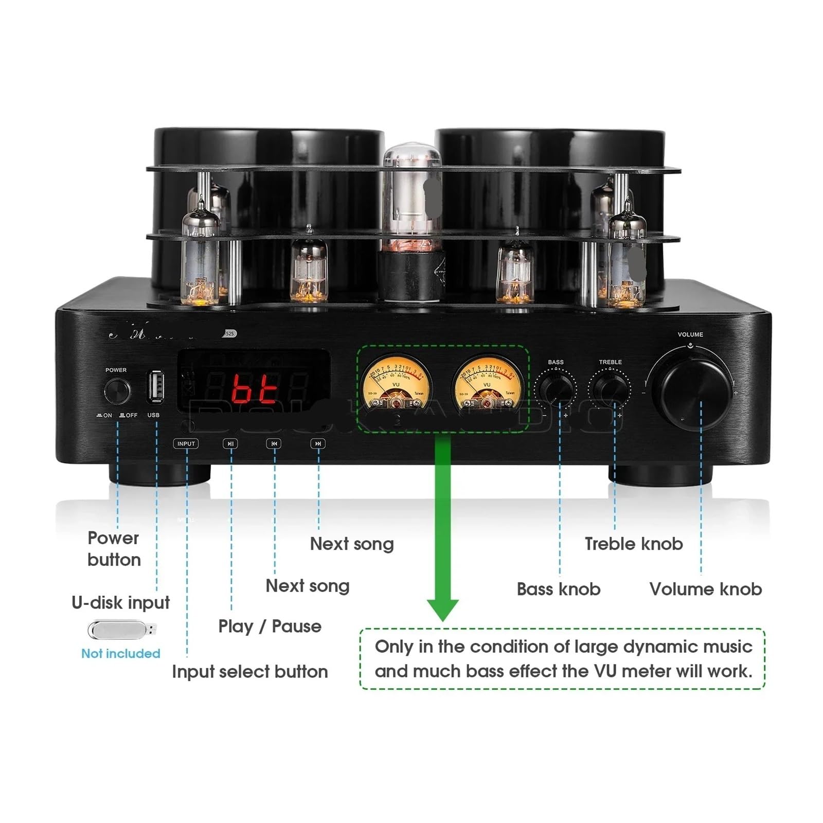 HiFi Hybrid Stereo Tube Amplifier 5.0 Audio Receiver Coaxial/Optical Power Amplifier U Player
