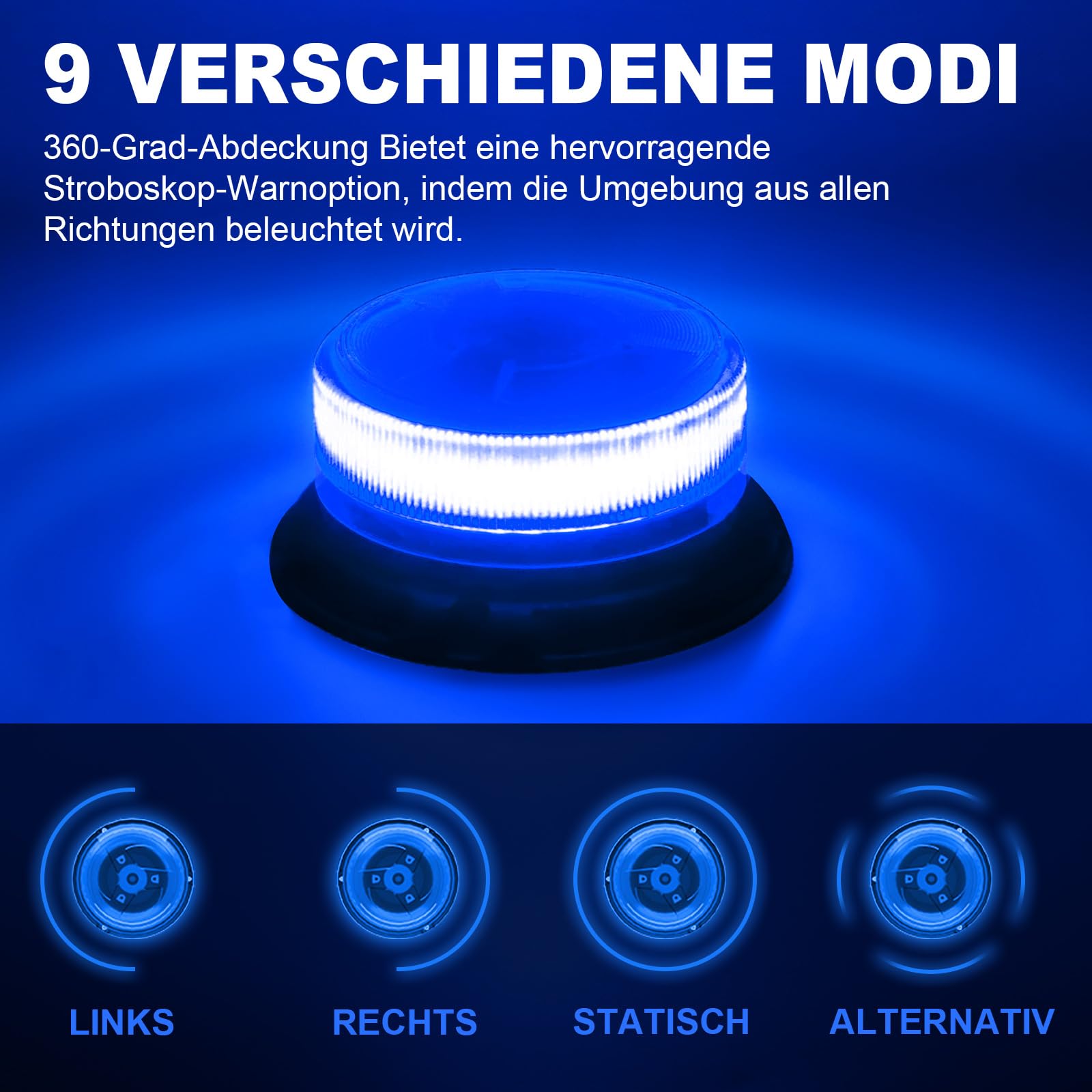 antom Rotativo Luz LED estroboscópica inalámbrico Con mando a distancia 12V-24V azul Luz de emergencia de magnético con tractores, carros de golf, UTV