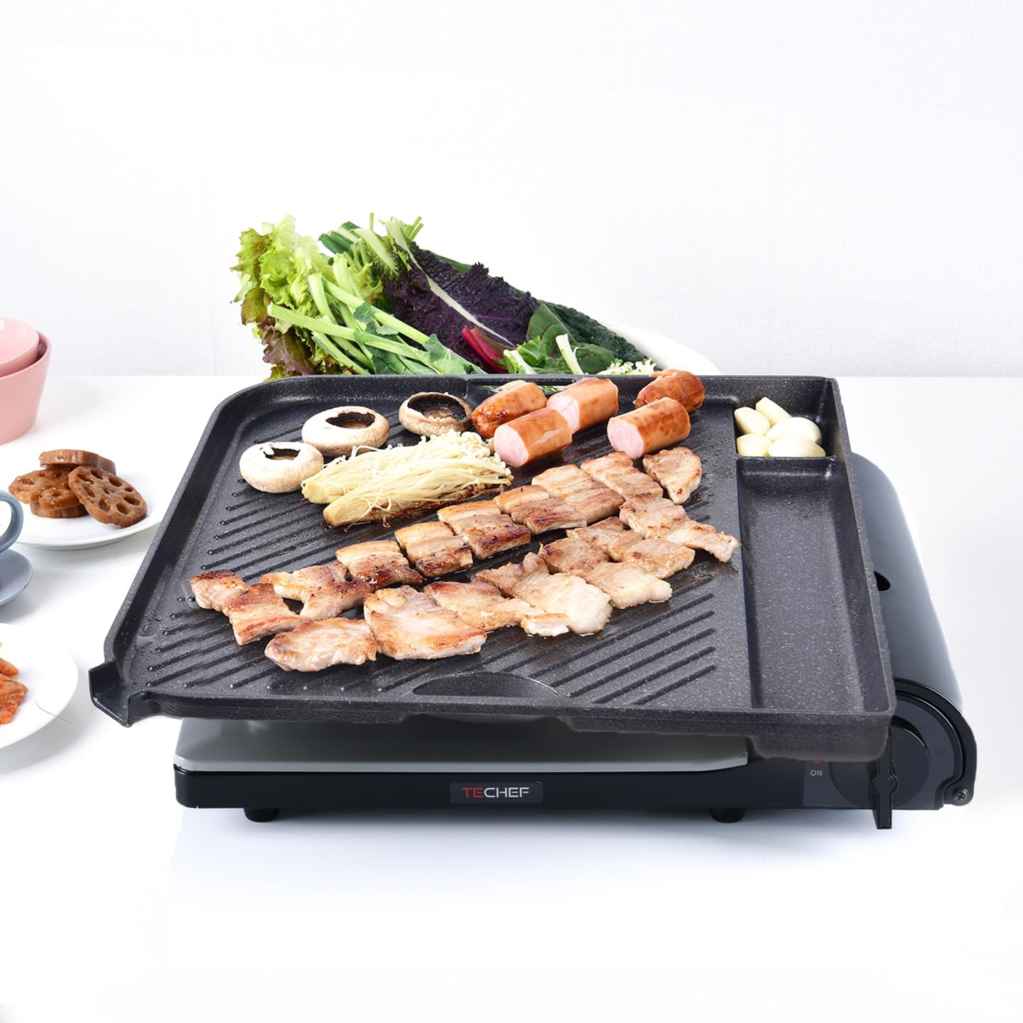 COOKKING Master Grill Pro, koreańska tradycyjna patelnia grillowa - płyta kuchenna nieprzywierająca do użytku wewnątrz / na zewnątrz bezdymna patelnia grillowa do grilla (MasterGrill Pro)