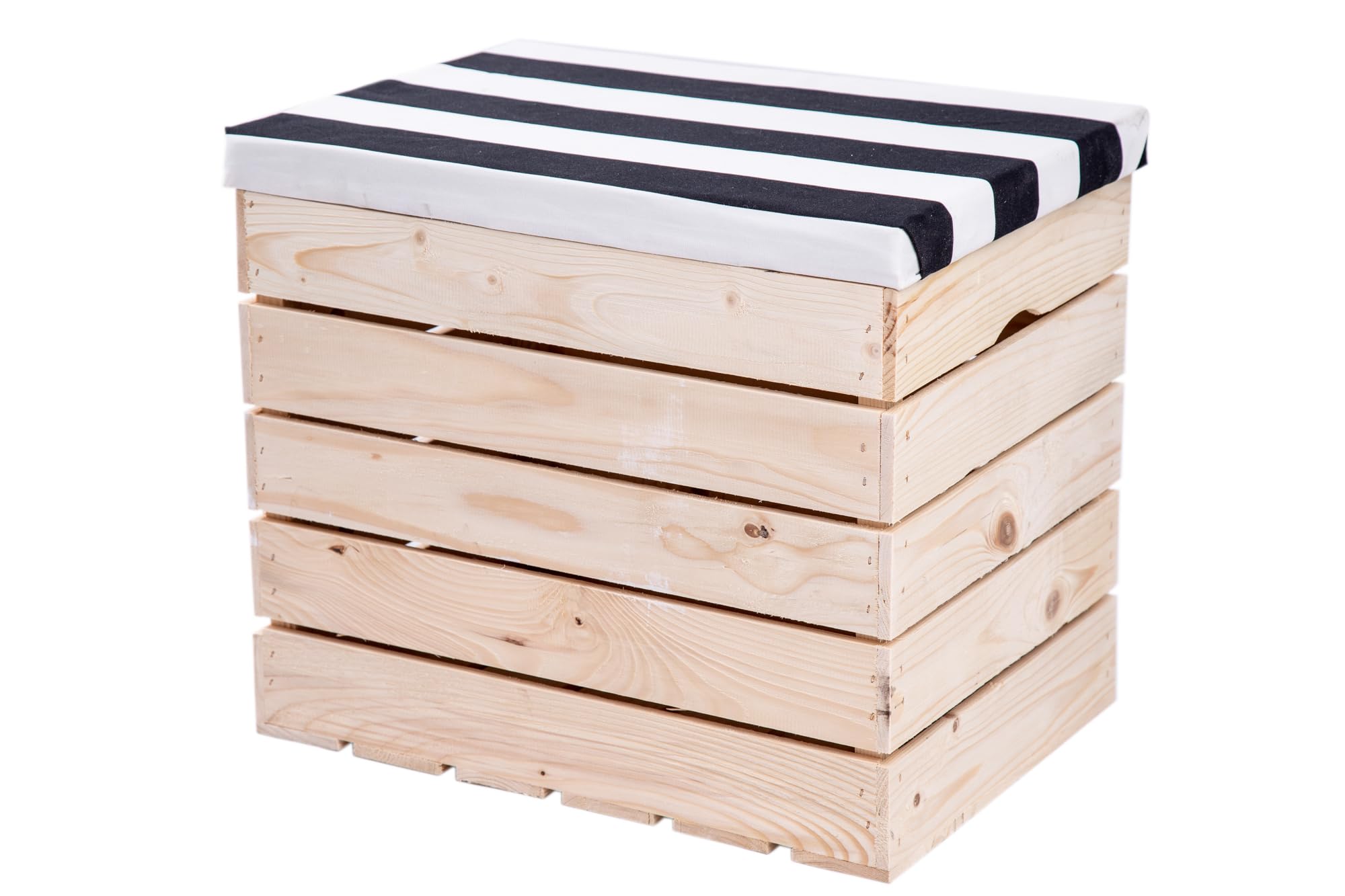 Baule Sissi 50 x 35 x 43 cm – Pouf con coperchio (strisce bianche e nere)