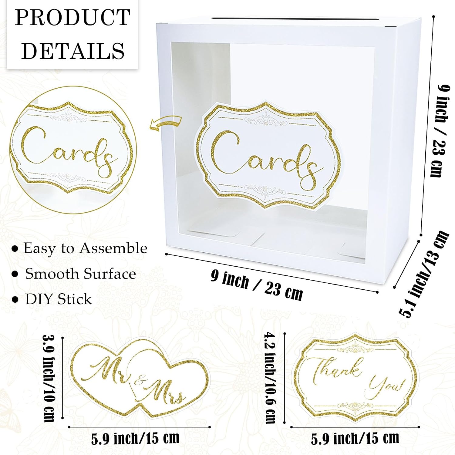 White Card Box for Party Clear Gift Card Box Holder with Cards for Wedding Reception Bridal Shower Baby Shower Birthday Graduation Party Envelope Box